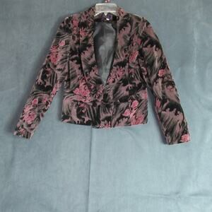 Vino de Casa Jacket Womens Size 5 Gray Pink Velvet Blazer Dark Romance Vamp Goth